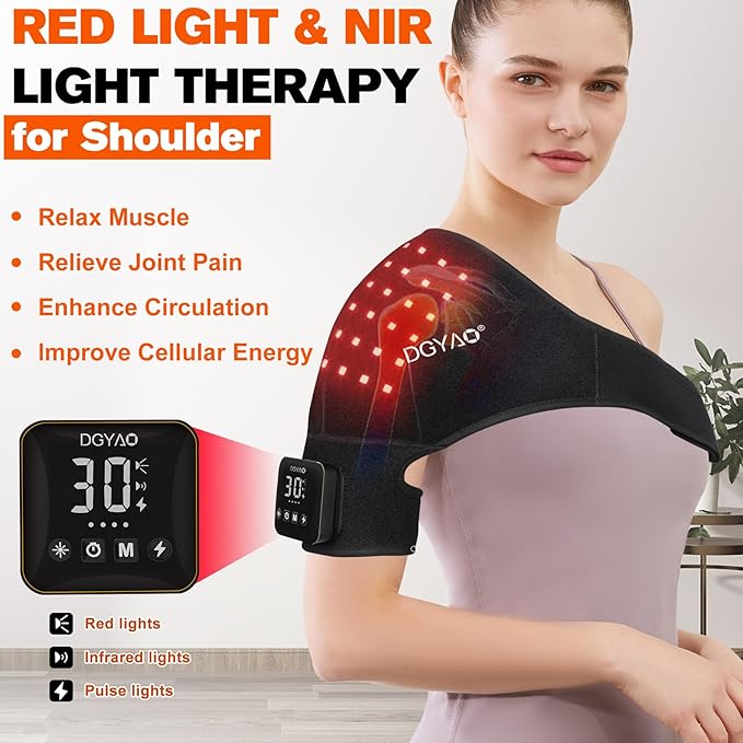 TUOB Red Light Therapy for Shoulder, Cordless Near Infrared Light Therapy Device with Power Bank, Home Use Light Therapy Wrap Benefit for Shoulder Joint Pain Relief Muscle Relax