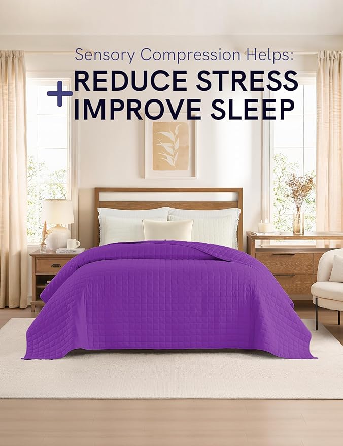 YnM 20lbs Weighted Blanket for Adults, Cotton Heavy Bed Throw Blanket with Cooling Glass Beads for All Season Use, Ideal for One Person of 190lbs (60x80 Inches, Queen Bed, Fuchsia Purple)