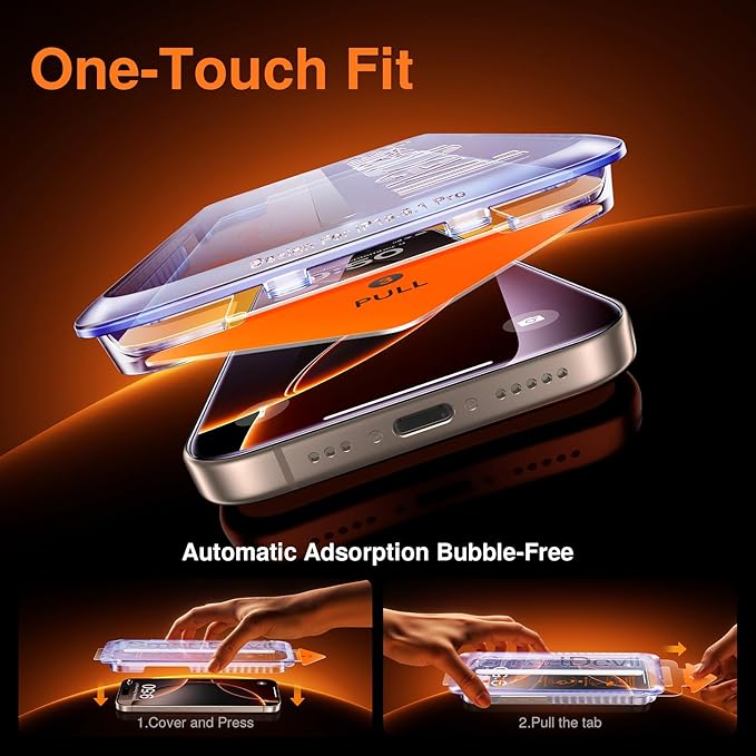 SMARTDEVIL 2 Pack for iPhone 16 Pro Screen Protector (Anti-Blue Light) - Eye Protection, 9H+ High-Aluminosilicate Glass, HD Clear & Bubble-Free, Easy Installation