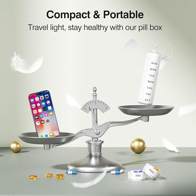 7 Day Pill Organizer, Waterproof Weekly Pill Organizer 1 Time a Day, Zoksi Portable BPA Free Daily Medication Organizer for Vitamins, Supplements, Fish Oil(Daily Use, Home, Gym, Work)