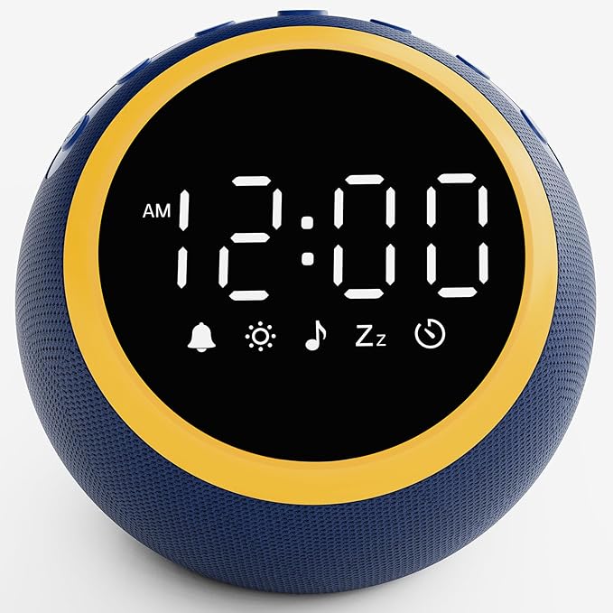 White Noise Sound Machine with Clock: Alarm Clocks, 30 Soothing Sounds, 10 Soft Wake-Up Sounds, 32 Adjustable Volume & Timer, Memory Function - Ideal for Bedrooms Use (Blue)