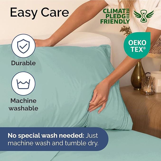 Twin XL Size 3 Piece Sheet Set - Extra Soft, Breathable & Cooling - Hotel Luxury Durable Bed Sheets for Women & Men - Deep Pockets, Easy-Fit & Wrinkle-Free - Light Teal Oeko-Tex