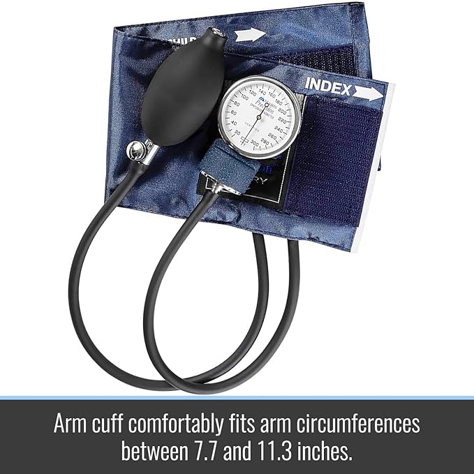 MABIS Precision Series Aneroid Sphygmomanometer Manual Blood Pressure Set with Calibratrated Nylon Cuff and Carrying Case, Child Size