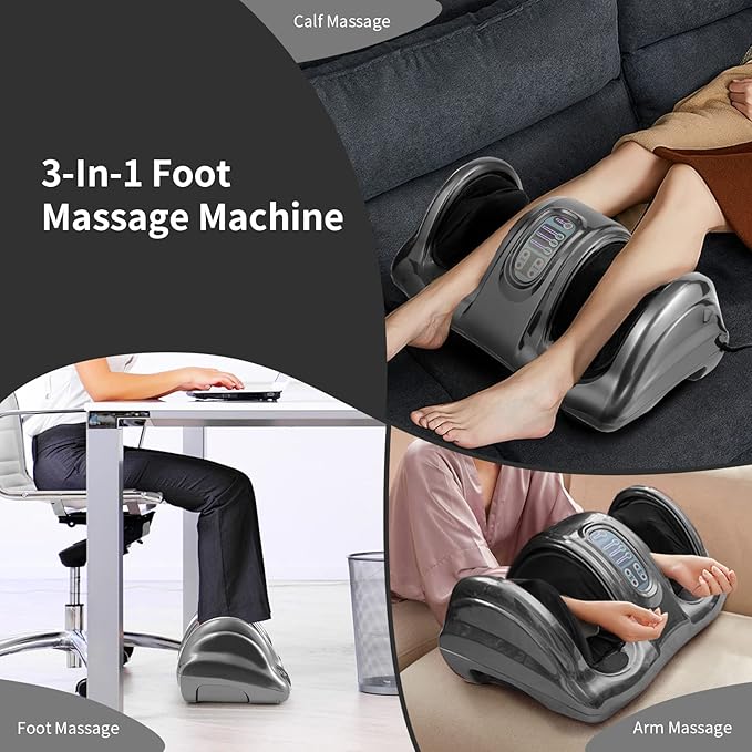 Giantex Shiatsu Foot Massager Machine for Feet, Nerve Pain Therapy Spa Gift Deep Kneading Rolling Massage for Leg Calf Ankle, Electric Shiatsu Foot Massager w/Remote, 4 Modes, Gray
