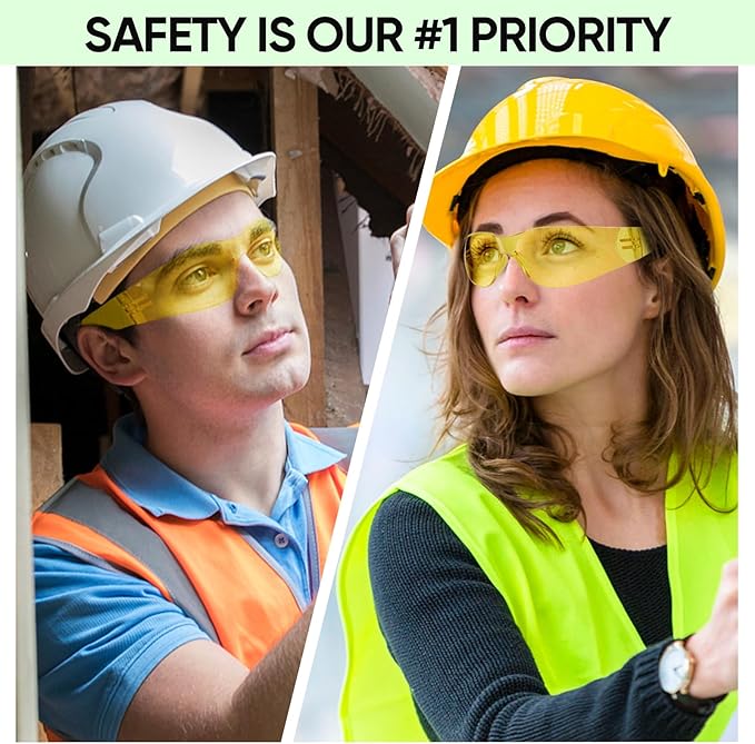 TICONN Clear Safety Glasses for Men and Women, Safety Goggles with Scratch Impact Resistant Meets ANSI Z87.1 Standard