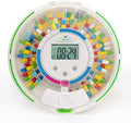 EziMedPil Automatic Pill Dispenser w/Audio & Visual Alerts, up to 6 Alarms/day, 6 Dosage Templates, Easy-Read LCD Display, Lock Medication Dispenser w/Key for Prescriptions, Vitamins & More, Clear Lid
