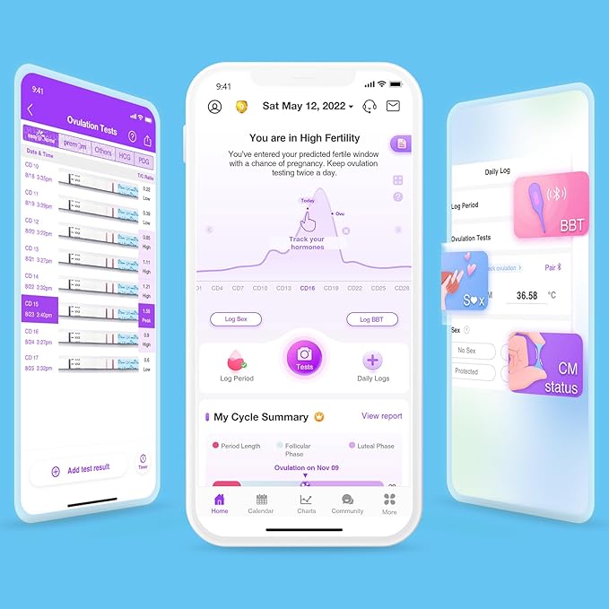 Easy@Home Ovulation & Pregnancy Test Strips Kit: 25 Ovulation Tests 10 Pregnancy Tests & 35 Large Urine Cups - Powered by Premom Ovulation APP | 25LH + 10HCG + 35 Urine Cups