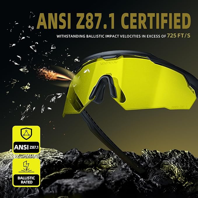 Shooting Glasses Anti Fog with High Definition Lenses, ANSI Z87.1 Certified Tactical Safety Glasses for Men Women