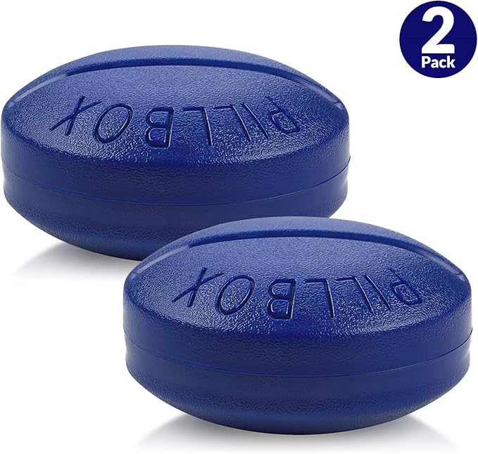 Small Pill Boxes - Pack of 2 - Mini Compact Round Portable 4 Compartment Travel Pills Case Organizer, Vitamin and Medication Dispenser Holder for Up to 4 Times a Day, BPA Free Pill Reminder
