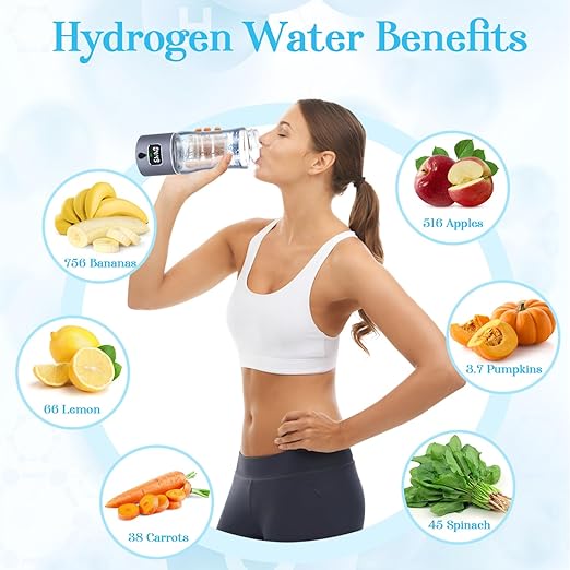 Hydrogen Water Bottle Generator with SPE/PEM Technology, Anlewo Portable H2 Water Ionizer Machine,5000PPB,6 Hours Hydrogen Retention for Family Friends Office Travel Sports Fitness (Grey)