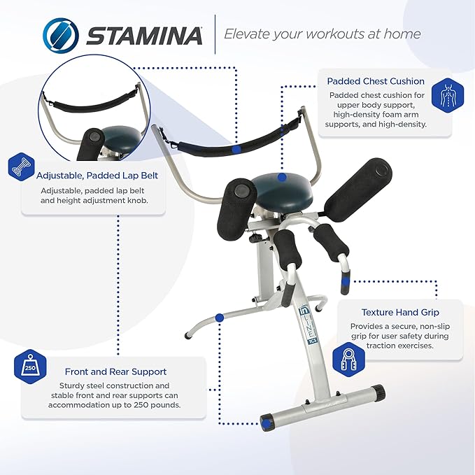 Stamina InLine Traction Control System, Back Pain Relief & Spine Decompression Machine - Stretching and Exercise Equipment for Home and Gym Workout - Portable Lower Body Fitness Stretcher