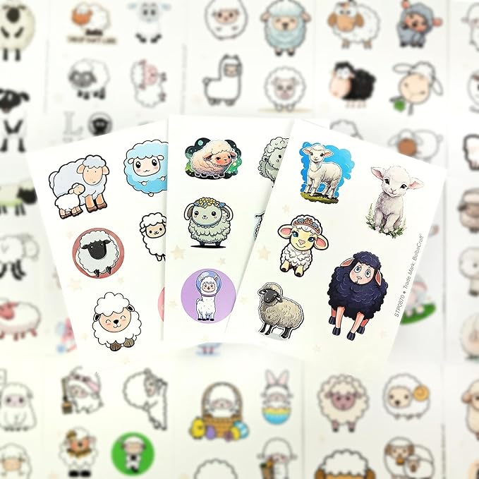 BulbaCraft 100Pcs Sheep Stickers, Lamb Stickers, Sheep Gifts for Women, Lamb Party suppliess, Gifts for Women & Men