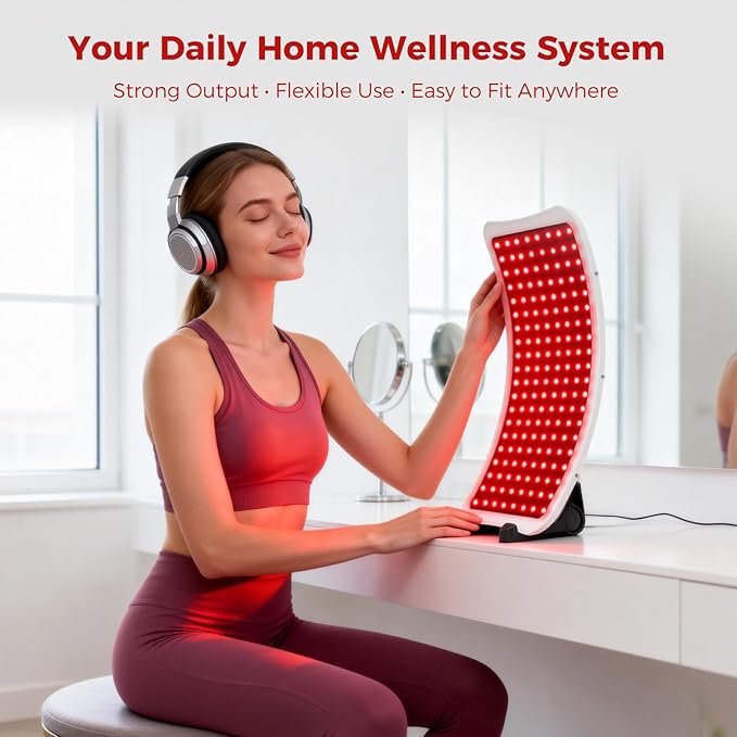 Red Light Therapy Device – 660nm Red & 850nm Infrared LED Therapy Lamp for Face and Body, Versatile Design with Stand, Legs & Strap, Well-Made and Easy to Use(White)