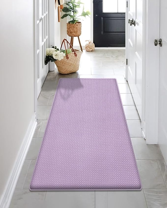 AUTODECO Set of 2 Kitchen Mat and Rugs Washable Cushioned Anti-Fatigue Kitchen Rug for Floor 17"x59" +17"x59", Lightpurple