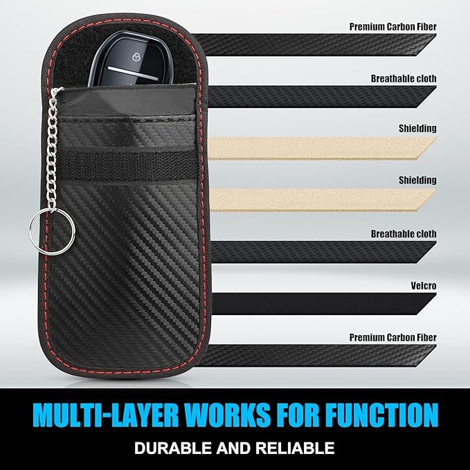 Diyife Extra Large Faraday Box, RFID Box for Car Keys with Pouch, Faraday Cage Key Fob Protector, Carbon Fiber Signal Blocker for Keyless Fob, Anti Theft Faraday Bags for Car Keys, Phones