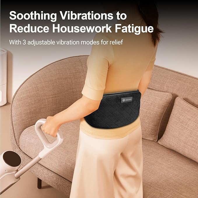 Cordless Lower Back Massager with Heat, CooCoCo Heating Pad with Massager for Back Pain Relief, Rechargeable Heat Pad for Period Cramps, Lumbar, Auto Off