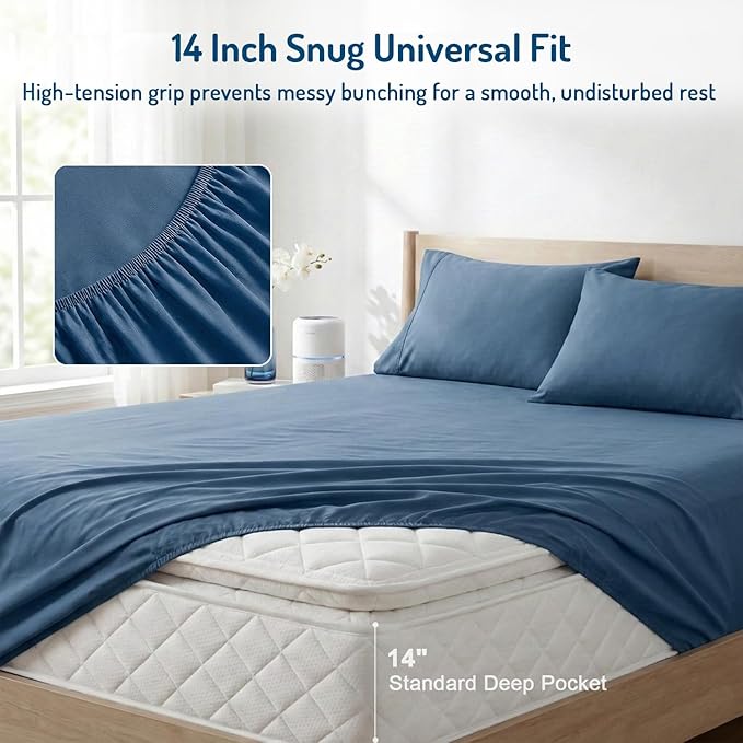 Degrees of Comfort Coolmax® Cooling Bed Sheets Full Size for Hot Sleepers, Moisture Wicking Sheet Set for Night Sweats, Deep Pocket, Ultra Soft, Cozy for All Seasons, Teal 4 Pieces