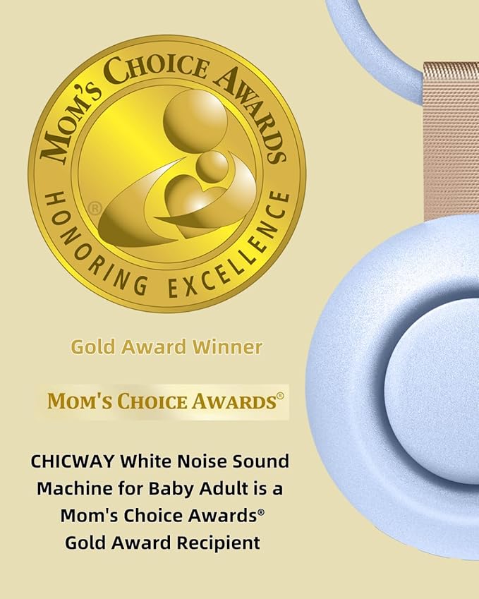 2026 Mom's Choice Awards, Portable Sound Machine for Baby Adult, AI Cry Detection, 18 Soothing Sound, Bluetooth Rechargeable White Noise Machine for Home Office Travel, Nursery Light, Blue