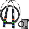Speed Jump Rope for CrossFit & Boxing - Secure Self-Locking Adjustable Skipping Rope for Men & Women - Anti-Slip Aluminum Handles & Smooth Ball Bearings for Double Unders, HIIT, Home Gym (2 Cables Included)