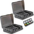 2 Pack Weekly Pill Organizer 4 Times a Day, Portable Travel Daily Pill Box 7 Day, 2 Week Medicine Holder Case for Fish Oil, Vitamin, Supplement