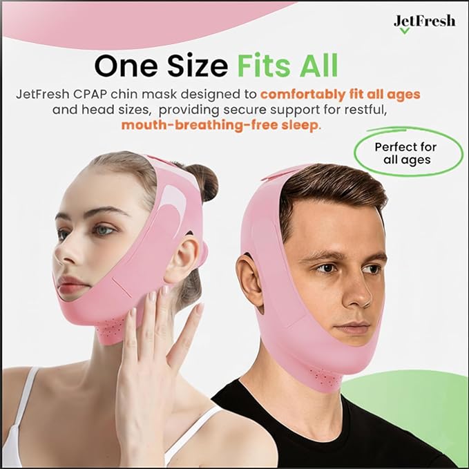 Chin Strap for Sleeping and Snoring - Pink Anti Snoring Device for Men and Women, Breathable and Skin-Friendly Snore Stopper with Adjustable Fit That Holds Jaw in Place & Supports CPAP Users