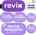 REVIX Reusable Hot and Cold Gel Ice Packs for Injuries with Cloth Cover, 5-Piece Cold Packs with Adjustable Strap for Kids Boo Boo, Sports, Breastfeeding, Wisdom Teeth, Purple