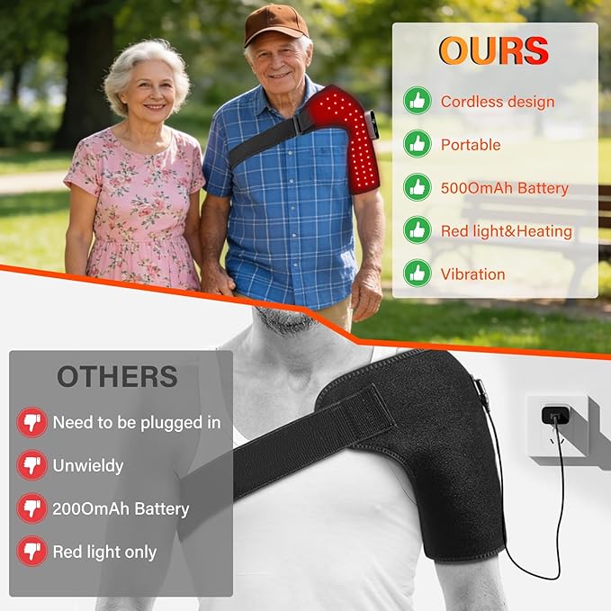 Cordless Red Light Therapy for Shoulder, 5000mAh Battery Portable Near Infrared Light Therapy for Shoulder & Joint