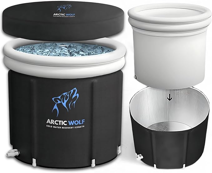 Cold Plunge Tub, 2024 Premium Cold Water Therapy Tub for Recovery, Wellness, Athletes. Polar Plunge Ice Bath Bathtub, Outdoor Foldable Inflatable Portable Ice Bath Tub, Black