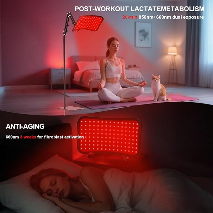 Red Light Therapy for Body, Red Light Therapy for Face and Body with 660nm/850nm Dual Wavelength Touchscreen & Remote Control,Adjustable Stand/Desktop Mount,Infrared Light Device for Skin Health