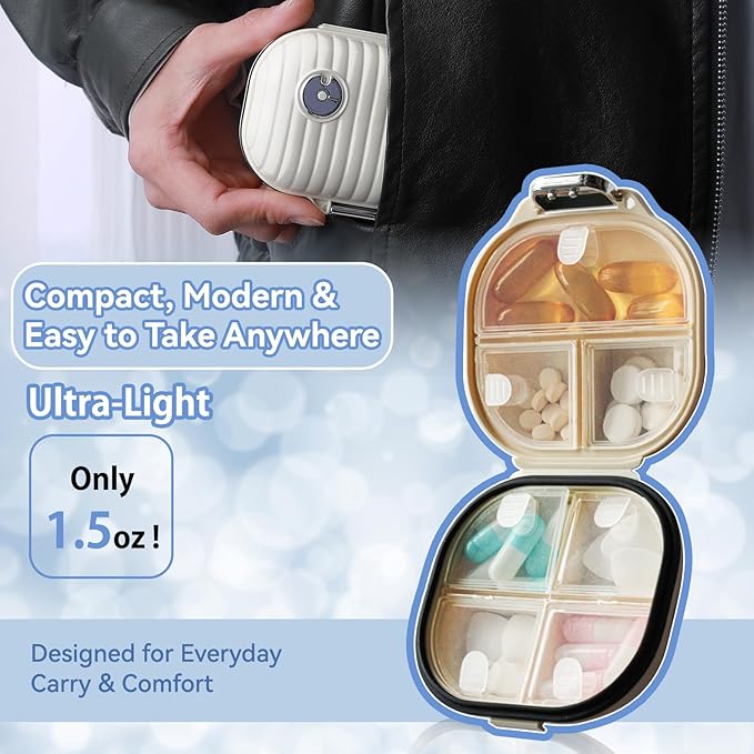 Weekly Pill Organizer – Waterproof Travel Pill Case with 7 Compartments, Compact Moisture-Proof Supplement Storage Box, Lightweight Portable Container for Daily Use & Travel