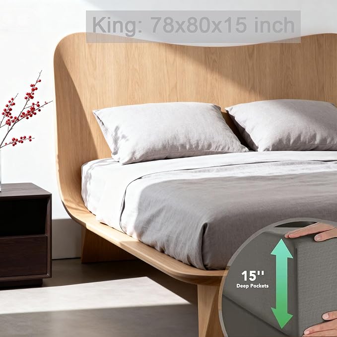 Grounding Sheets King Size, 20% Pure Silver Fiber + 80% Organic Cotton, Grounded Sheet Earth Connected Bedding Fitted Earth Sheets with Cord