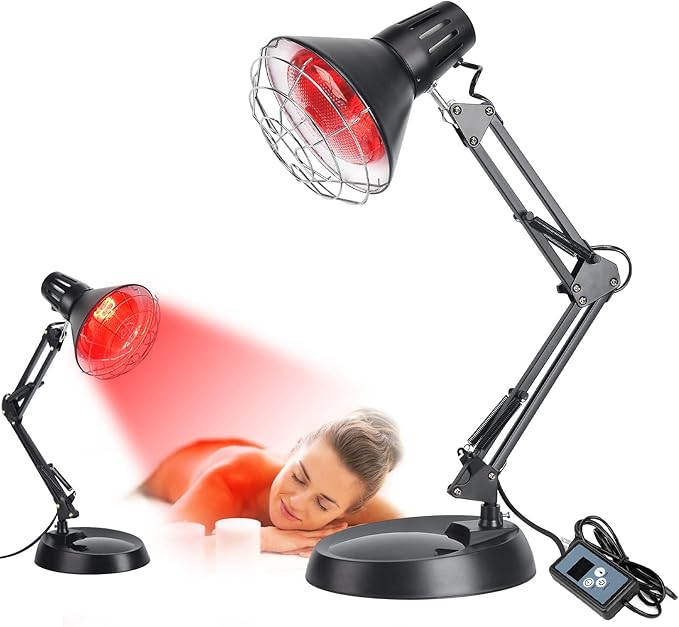 Infrared Red Light Therapy with Sturdy Base, Heat Lamp Device with 150W Bulb, Adjustable Near Infrared Light Heat Lamp Set for Body Neck Shoulder Joints Back Pain Relief