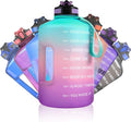 1 Gallon Motivational Sports Water Bottle with Time Marker, BPA Free 128oz Leak Proof Jug, Black, Plastic, 128 ounces, Fitness, Sports, Outdoor Activities