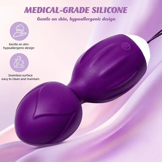Kegel Balls for Women - 4-Piece Pelvic Floor Exercise Weights Set for Postpartum Recovery & Bladder Support, Medical Silicone Kegel Trainer for Home, Yoga & Travel Use (Purple)