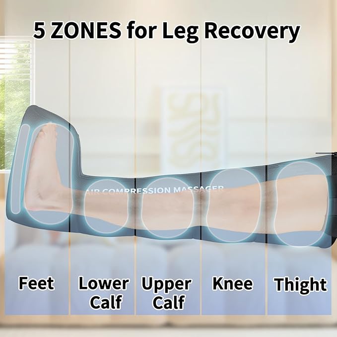 Air Compression Leg Massager，Leg Recovery Boots for Improving Circulation and Relieving Soreness FSA HSA Eligible