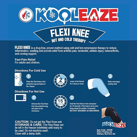 KOOLEAZE Reusable Gel Ice Pack Sleeves for Hot and Cold Therapy – Multipurpose Support | Pain Relief, Swelling Reduction, and Injury Recovery - Knee