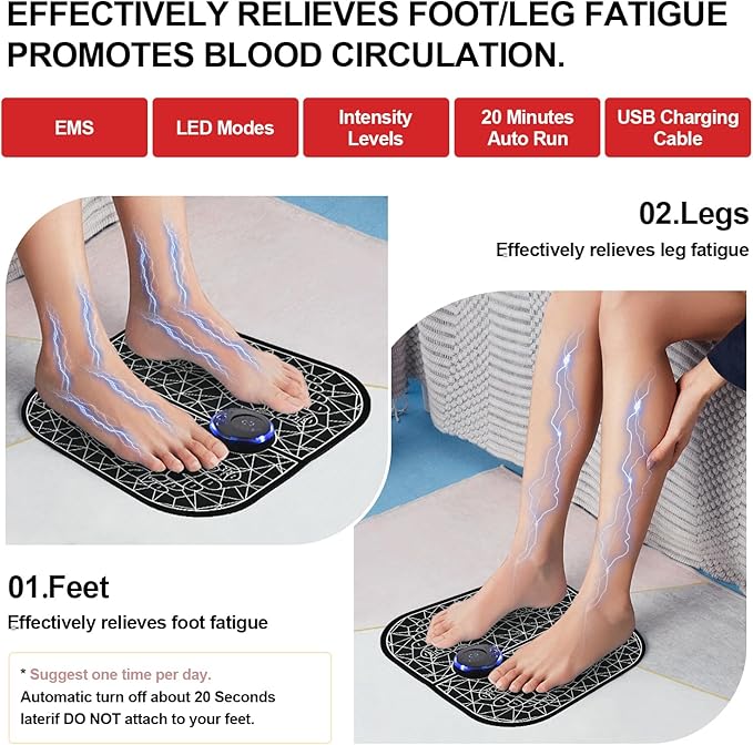 EMS Foot Stimulator (HK701C，EMS Foot Massager for Stimulate Healthy Muscles，Improve and facilitate Muscle Performance，Temporary Relief of Pain associated with Sore and Aching Muscles.