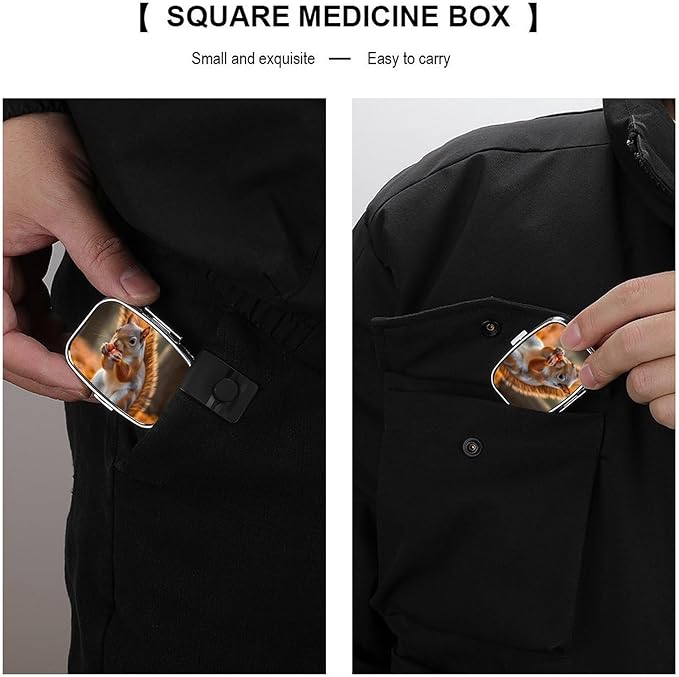 Pill Box 2 Compartment Medicine Pill Case Adorable Animal Printed Portable Pill Box Travel Pill Organizer for Pocket Purse Daily Medicine Vitamin Box Fish Oil Box Supplement Box