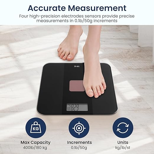 Solar Powered Weight Scale with Endless Power, Scale for Body Weight, Electronic Bathroom Scale for Weight Loss, Digital Weighing Scale with 0.1lb Accuracy No Battery Required, 400lb/180kg