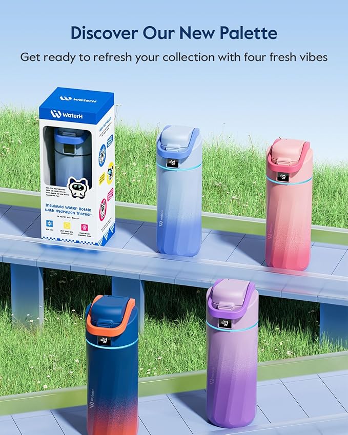 BOOST Smart Water Bottle with Reminder & Tracker, 16oz Kids Water Bottle for School, DIY Refrigerator Magnets, BPA-Free Vacuum Insulated Stainless Steel, Ideal for Mother's Day Gifts