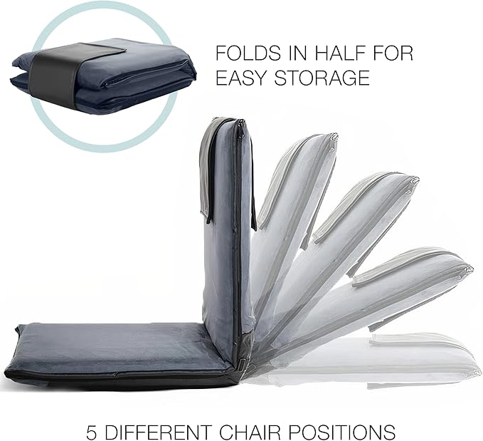 malu Extra Large Padded Floor Chair w/Back Support - Japanese Chair Meditation Cushion, Comfortable Folding Backrest, Removable Easy Wash Cover