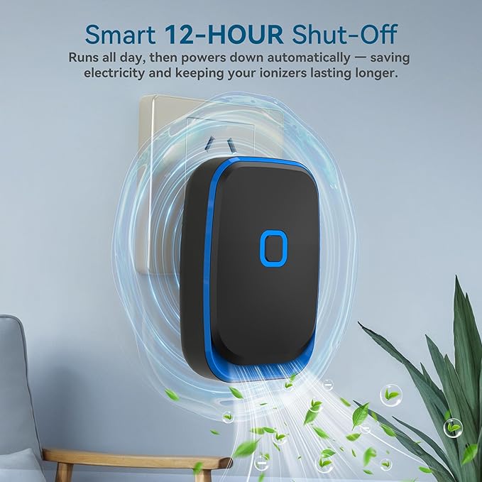 Plug In Air Ionizers for Home – 6 Pack Negative Ion Air Cleaner for Strong Dog Poof, Cat Litter Box Deodorizer, Air Purifier For Smoke, Kitchen Odor, Bathroom Closet Shoe Cabinet Office – Black