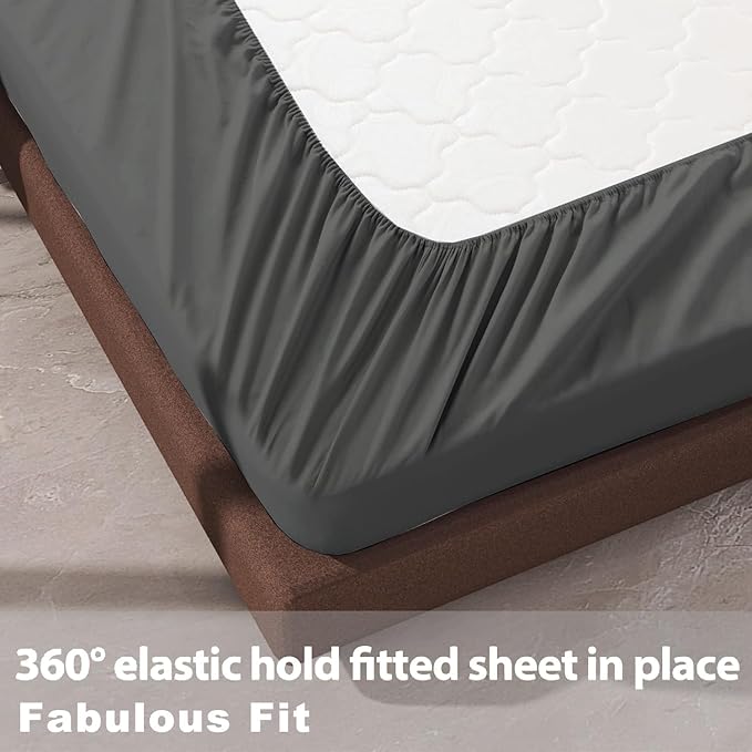 4 Pack Fitted Hospital Bed Sheets with Elastic All Around for a Double Brushed Ultra Soft Breathable 100% Microfiber Sheets, 36” x 84” x 12”