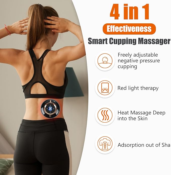 Smart Cupping Therapy Massager Set, 4 in 1 Cupping Kit for Massage Therapy, Portable Electric Cupper for Targeted Pain Relief, Knots, Aches, Muscle Soreness, Circulation & Tighter Skin
