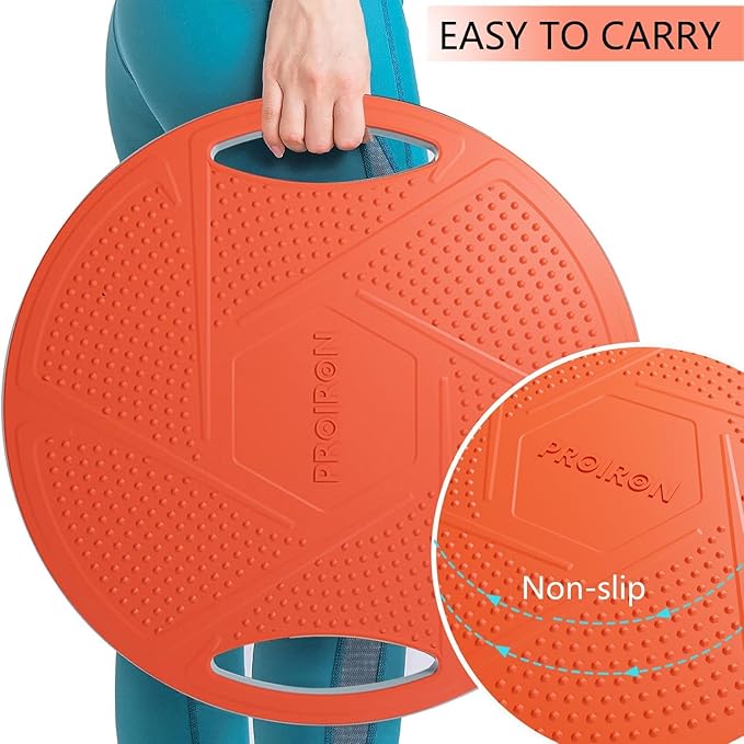 PROIRON Upgraded Wobble Balance Board, 16.34”TPE Non-Slip Stability Board, Portable Exercise Balance Trainer with Handle for Home Gym, Standing Desk, Core Training & Physical Therapy for Adults Kids
