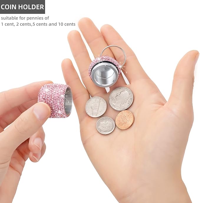Pill Case for Purse Small Pill Container Keychain Bling Medicine Holder with Keychain Travel Medicine Organizer Bottle for Vitamin Supplement(Pink)