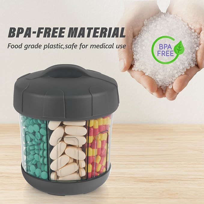 Mossime Extra Large Pill Organizer with TPU Soft Lid, Easy Open Pill Dispenser Medicine Organizer, One Month Travel Vitamin Supplement Pill Box, 7 Compartments Medication Pill case Container