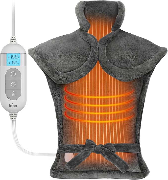 iDOO Electric Heating Pad for Back, FSA Eligible Items, Birthday Mothers Day Gifts for Mom Women, Weighted Large Heat Pad 24"x33" for Neck & Shoulders Pain Relief, 5 Heat & 4 Timer Settings