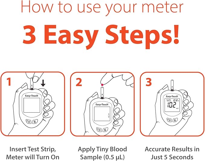 Easy Touch Glucose Test Strips - 100 Count (2 Packs of 50 Strips Each)