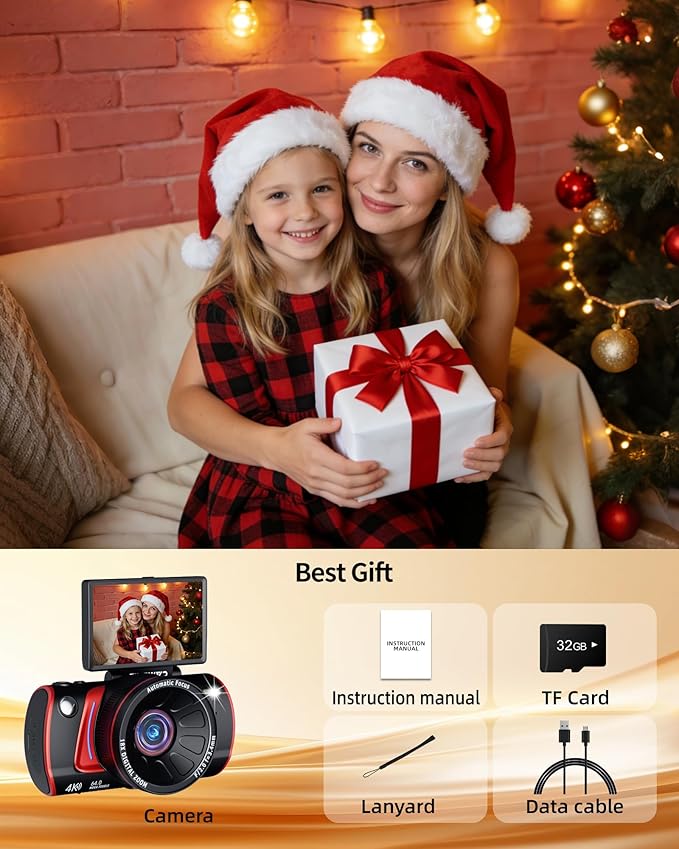 4K Digital Camera for Photography Autofocus,64MP WiFi Vlogging Camera with 3” 180° Flip Screen for YouTube,18X Zoom Travel Camera for Beginners,32GB Card & Rechargeable Battery (Black)